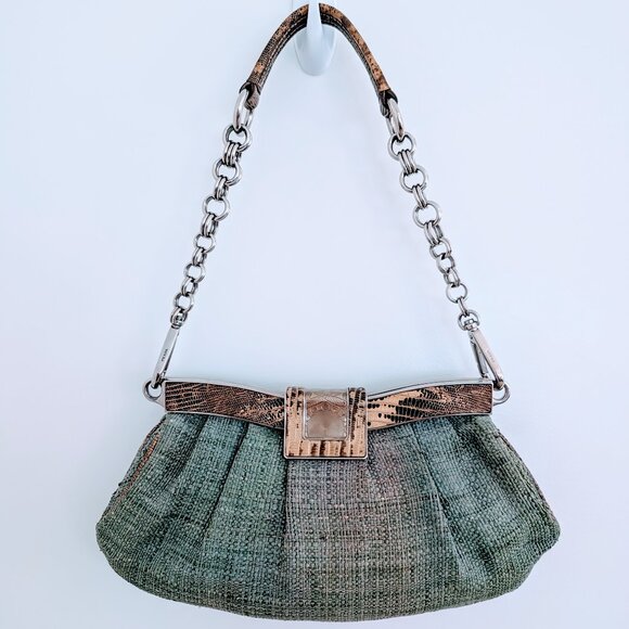 Vintage Prada Aqua Tie-Dye Purse with Metal and Leather Strap - Picture 1 of 11